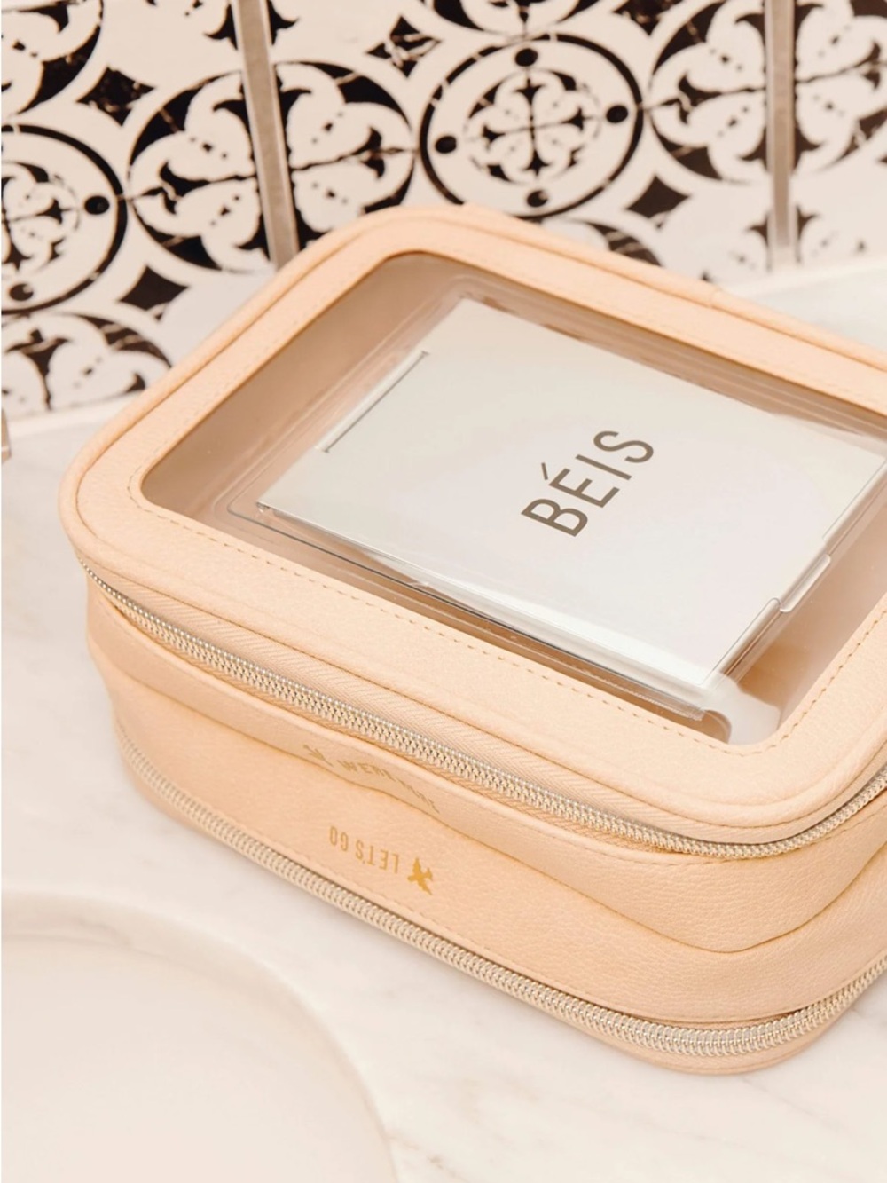 BEIS On The Go Essential Case - Travel Cosmetic Case Beige